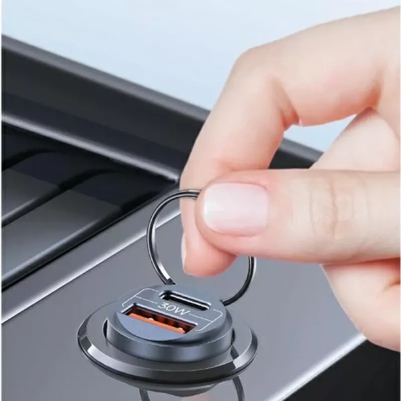 Auto lādētājs usams C38 30W — 1x USB-A + 1x USB-C ātrā uzlāde