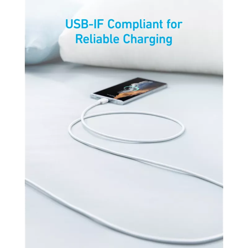 USB A uz USB C kabelis Anker A81H5G21 — 0,9 m, balts