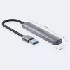 Unitek H1208A USB-A sadalītājs, 4 porti (1x USB-A 5 Gbps, 3x USB-A 2.0), alumīnijs, sudraba