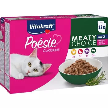 Mitrā kaķu barība Vitakraft Poésie Classique Meaty choice 12 x 85 g — mājputnu garša, pieaugušiem kaķiem, 12 iepakojumi