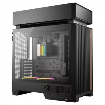 Galddatora korpuss DeepCool CL6600 Melns — atbalsta ATX/PS2/SFX/SFX-L PSU, 140 mm priekšējos ventilatorus, 120/140 mm augšējos/aizmugurējos, 2,5/3,5 collu diskus