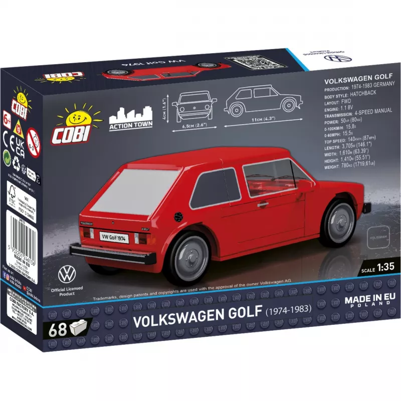 Būvējams mēroga modelis Cobi Volkswagen Golf 1974–1983 1:35 montāžai un eksponēšanai