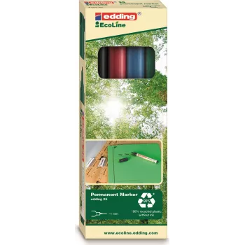 EDDING EcoLine 25 - Melna - Zila - Zaļa - Sarkana - Apaļš uzgalis - Daudzkrāsu - Plastmasa - 1 mm - Vairāku