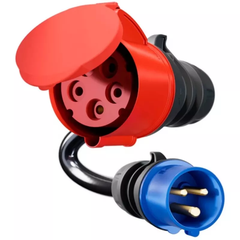 go-e Adapter Gemini flex 22 kW to CEE Zils 16 A - Melns - taisns - taisns - IP55 - 22 kW - 16 A