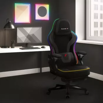 Spēļu krēsls huzaro HZ-FORCE 4.6 RGB Melns Mesh — ergonomisks, regulējams augstumā, RGB apgaismojums, auduma sēdeklis, maks. 130 kg