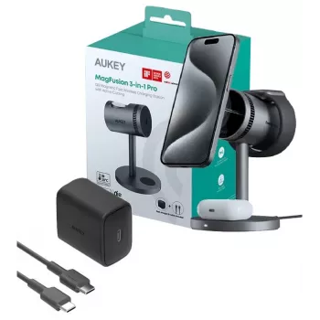 Bezvadu lādētājs 3in1 ar dzesēšanu LC-MC311A 15W Qi2 MagSafe + 30W PD barošanas adapteris