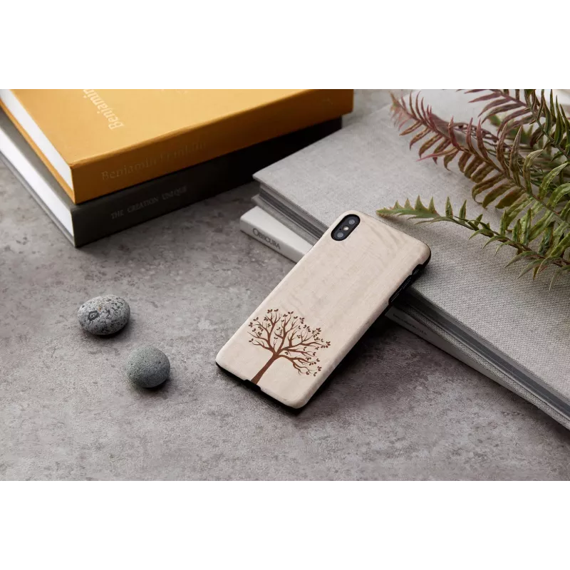 man and wood telefona maciņš iPhone XS Max — ābeles koks, melns
