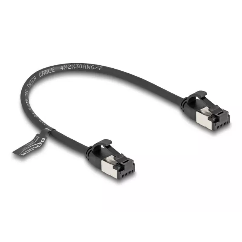 tīkla kabelis DeLOCK RJ45 kabelis spraudnis–spraudnis Cat.8.1 0,25 m Melns