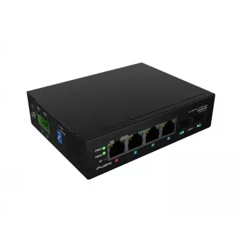 Nepārvaldāms rūpnieciskais PoE slēdzis LANBERG ILGE-4P-2S-90 — 1xBT, 3xAT, 2xSFP, DIN stiprinājums, Gigabit