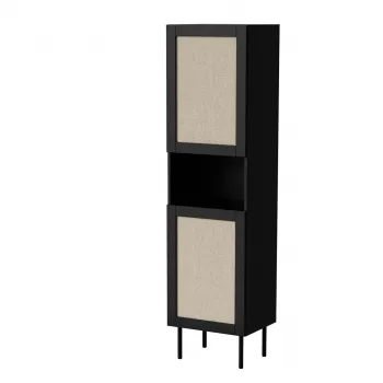 Glabāšanas skapis cama meble JUTA 50×39,5×190 cm, stāvošs pie sienas, melns ar linol calabria apdari