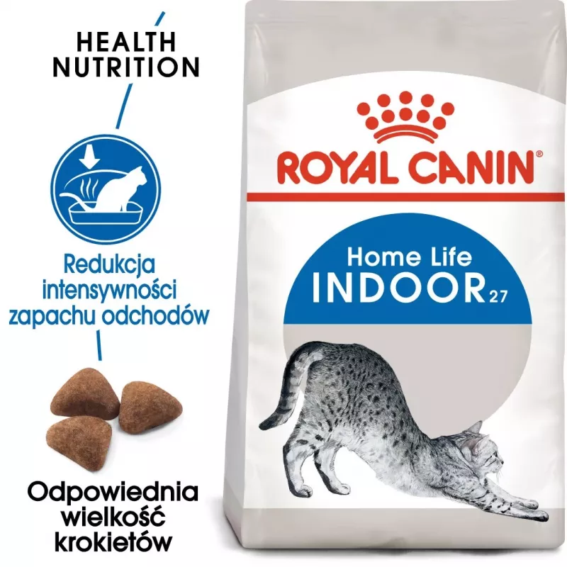 Sausā kaķu barība Royal Canin Home Life Indoor 27 Adult 2 kg — mājputnu garša, 27% olbaltumvielu, 13% tauku