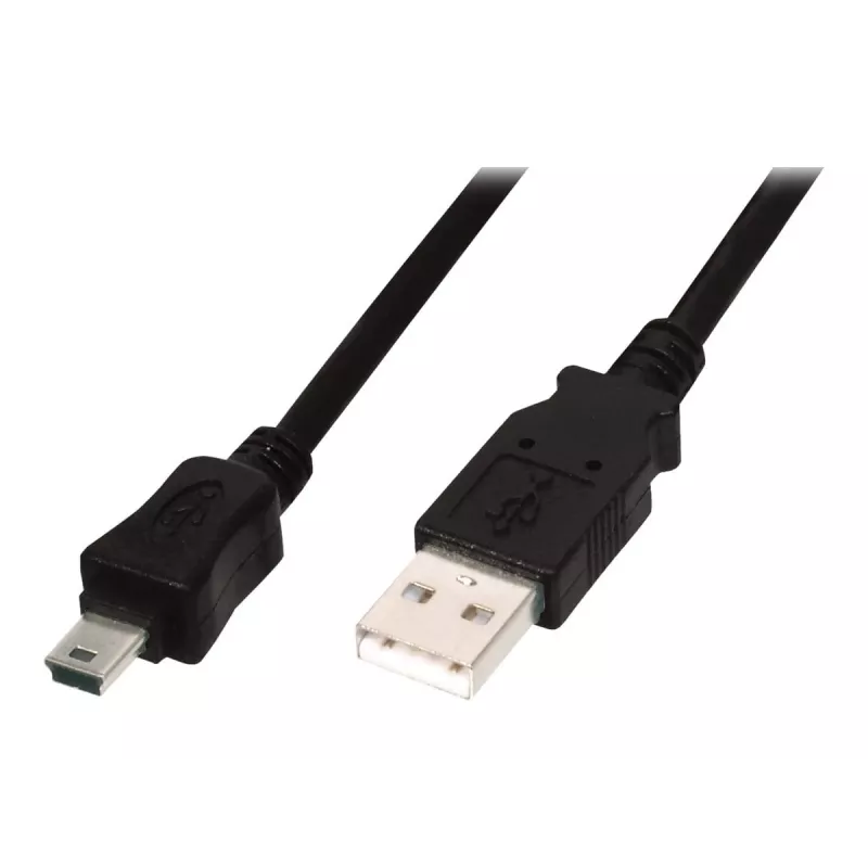 Digitus ASSMANN - USB kabelis - USB Type A, 4 kontaktu (vīr.) - Mini-USB, Type B (vīr.) - 1 m (USB / Hi-Speed USB) - formēts - melns (AK-300108-010-S)