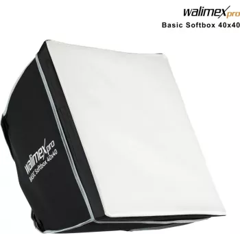Walimex pro Softbox 40x40cm, um 360° drehbar, inkl Front- und Zwischendiffusor, Transporttasche, Bowens Adapter, ideal für Produkt- und Peoplefotograf