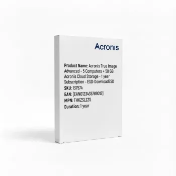 Acronis True Image Advanced - 5 datori + 50 GB Acronis Cloud Storage - 1 gada abonements - ESD-lejupielādeESD