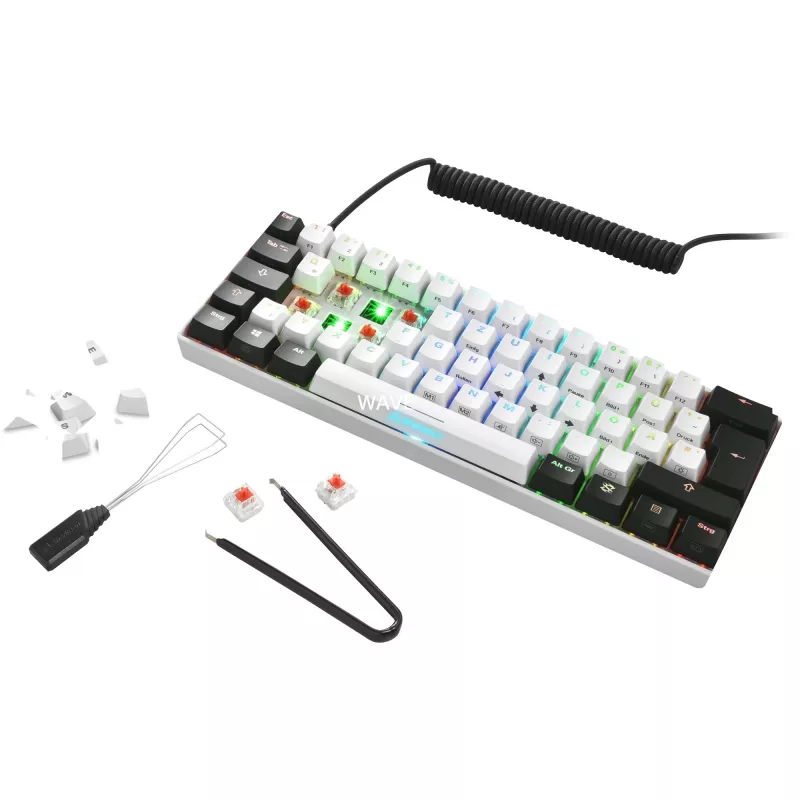 SKILLER SGK50 S4, Gaming tastatūra balta/melna, PT izkārtojums, Kailh Red