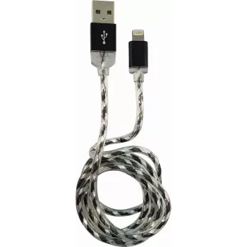 LC-POWER kabelis USB-Lightning-1M-8 1m melns/sudrabs, USB A uz Lightning (LC-C-USB-LIGHTNING-1M-8)