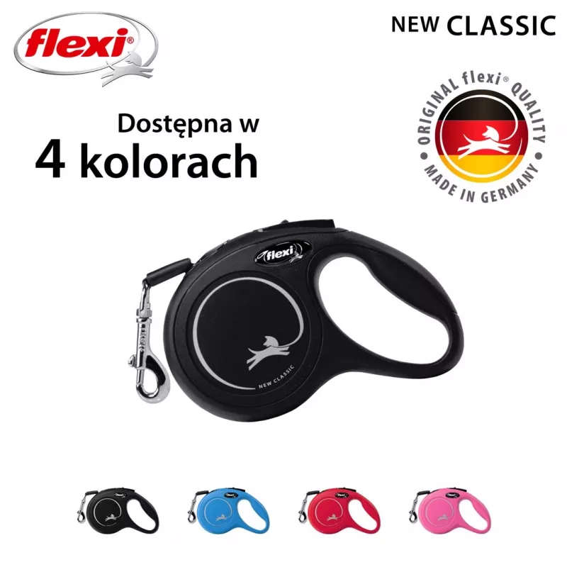 Izvelkamā siksna Flexi New Classic Cat XS 3 m — auklas pavada maziem mājdzīvniekiem, melna, maksimālā slodze 8 kg