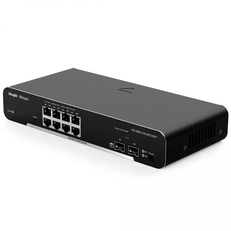 Ruijie Networks RG-NBS3100-8GT2SFP tīkla komutators Pārvaldāms L2 Gigabit Ethernet (10/100/1000) Melns