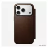 Ādas grāmatiņveida tālruņa vāciņš Nomad Modern Leather Folio iPhone 17 Pro — brūna, der 6,3 collu (16 cm) ekrānam, 4 karšu kabatas