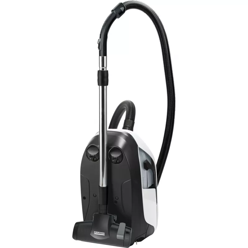 Cilindriskais putekļsūcējs Karcher DS 6 — sausā tīrīšana, 650 W, 2 L putekļu ietilpība, HEPA 13, 10,2 m darbības rādiuss, teleskopiskā caurule