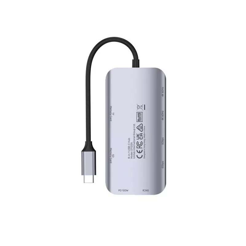 USB-C centrmezgls Unitek D1122A01 ar 2x HDMI 4K un 100 W jaudas piegādi