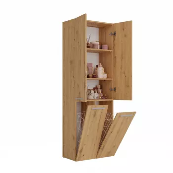 Vannas istabas uzglabāšanas skapis top e shop NEL 2K DD ART KPL — Ozola rāmis, brīvi stāvošs, 600×300×1740 mm, 3 plaukti