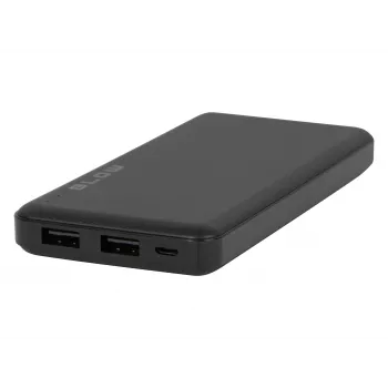 Pārnēsājams ārējais akumulators BLOW PB10A 10000mAh polimēra baterija, 2x USB-A izejas, 22,5W kopējā jauda, Micro‑USB ieeja, melns