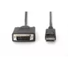Digitus - DisplayPort kabelis - DisplayPort (vīr.) - DVI-D (vīr.) - 5,0 m (DisplayPort 1.2) - Liets, spārnskrūves - Melns (AK-340301-050-S)