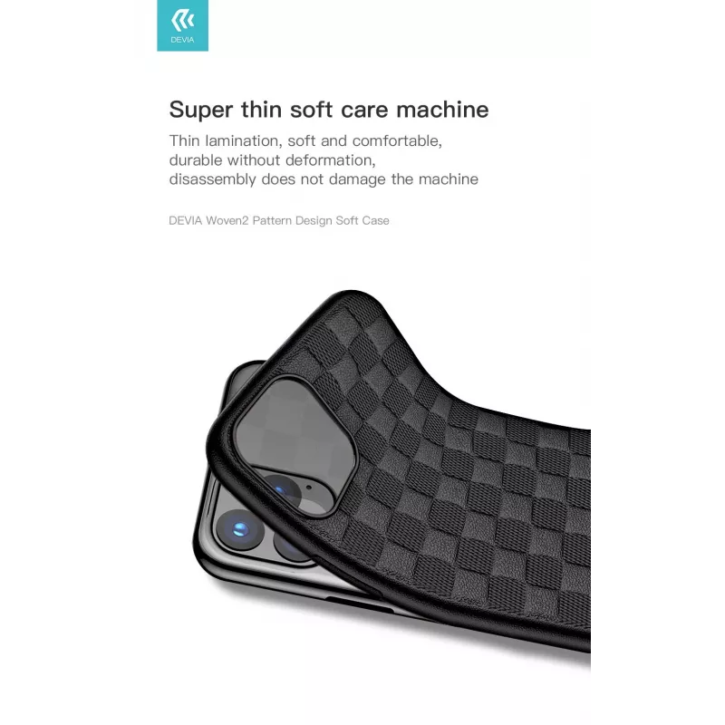 Mīksts aizsargapvalks Devia Woven2 iPhone 11 Pro Max, austas tekstūras, melns
