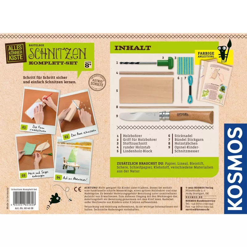 Kosmos Schnitzen Komplett-Set, eksperimentu komplekts, 8 gadi, daudzkrāsains