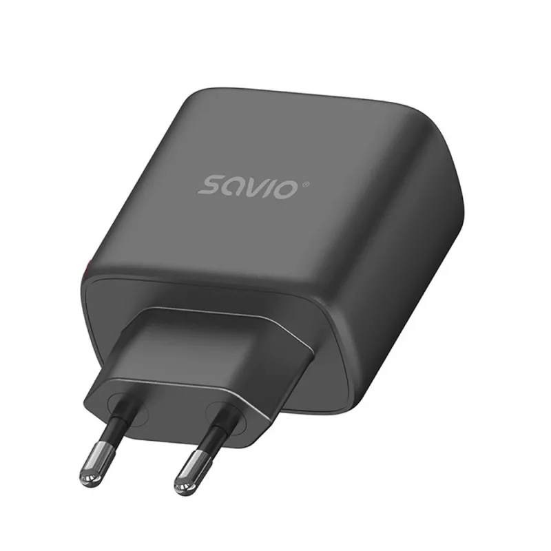 Āra lādētājs SAVIO LA-06/B USB Type-C 30W Power Delivery 1x USB-C melns, 5–20V, 3A/9V, 3A/5V, 3A/12V, 2.1A