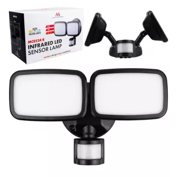 LED sienas lampa MACLEAN MCE524 ar PIR kustības sensoru, modelis MCE524 B
