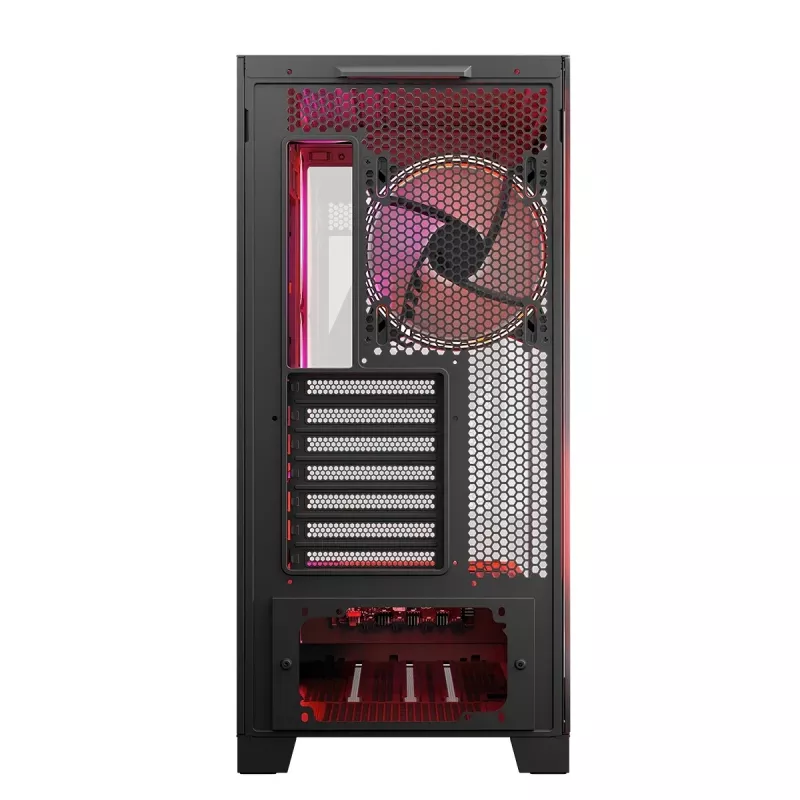 PC korpuss MODECOM Volcano SPACE APEX ARGB Midi Tower, rūdīts stikls, USB-C, atbalsta ATX/microATX/Mini-ITX, GPU līdz 430 mm, CPU dzesētājs līdz 180 mm
