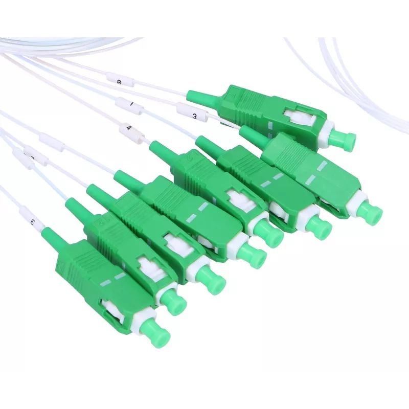 Kabeļu sadalītājs Extralink Splitter 1:8 PLC SC/APC 900um 1,5m Zaļš Balts