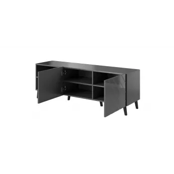 RTV skapis ABETO 150x42x52 grafīta/glancēts