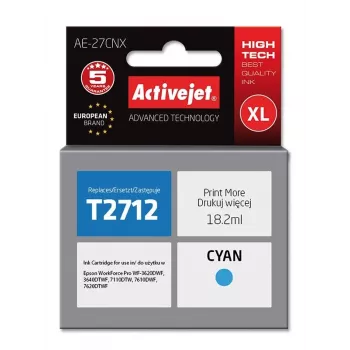 Activejet AE-27CNX tinte (aizstāj Epson 27XL T2712; Supreme; 18 ml; ciāna)