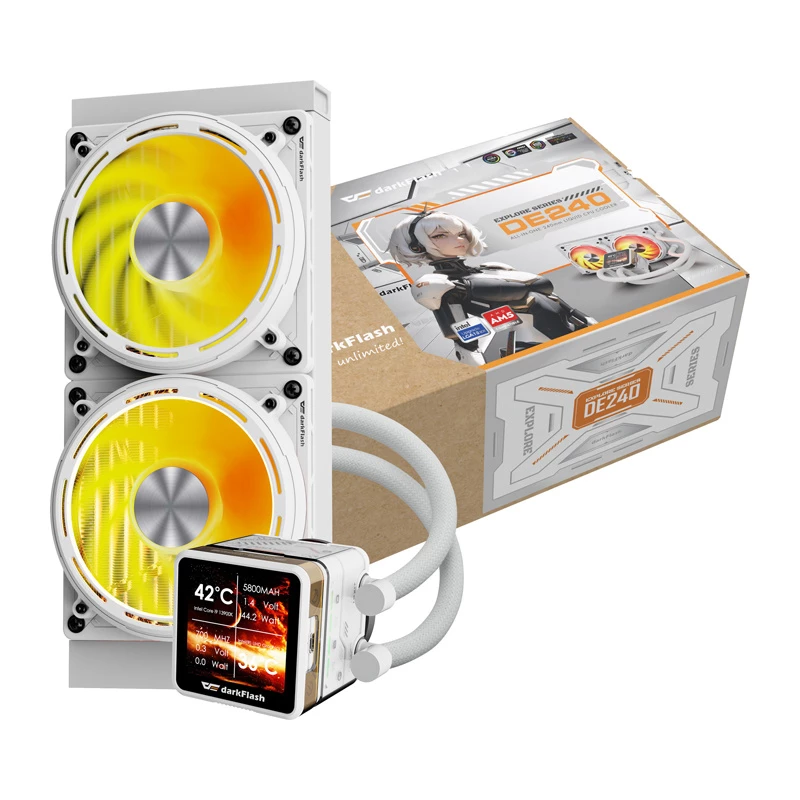 CPU ūdens dzesētājs Darkflash DE240 (balts) — 240 mm radiators, slēgta kontūra AIO
