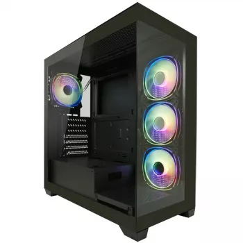 LC-Power korpuss MidiTower 715B melns USB3.2/Audio bez barošanas bloka SEAMLESS_X (LC-715B-ON)