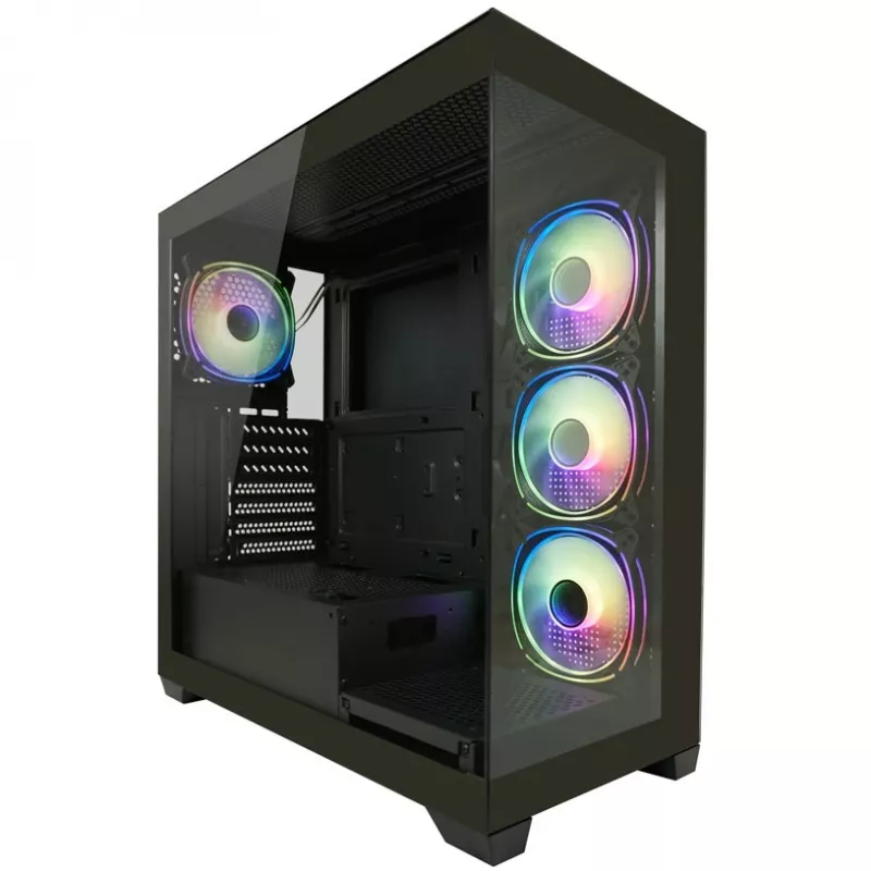 LC-Power korpuss MidiTower 715B melns USB3.2/Audio bez barošanas bloka SEAMLESS_X (LC-715B-ON)