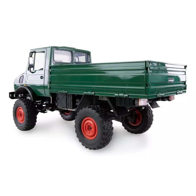 Radio vadāma automašīna Amewi Mercedes‑Benz Unimog 1:12 mērogā ar 4WD, zaļa
