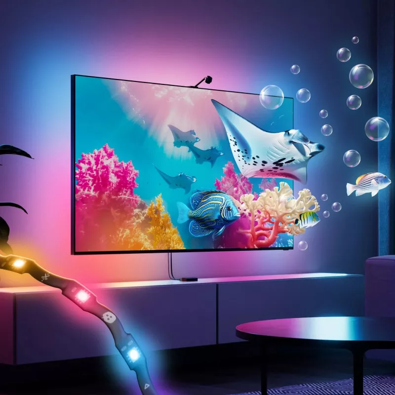 Nanoleaf 4D V2 TV ekrāna spoguļošanas + gaismas lentu komplekts (TV un monitoriem līdz 65 collām) | 24 W | Daudzkrāsains RGB