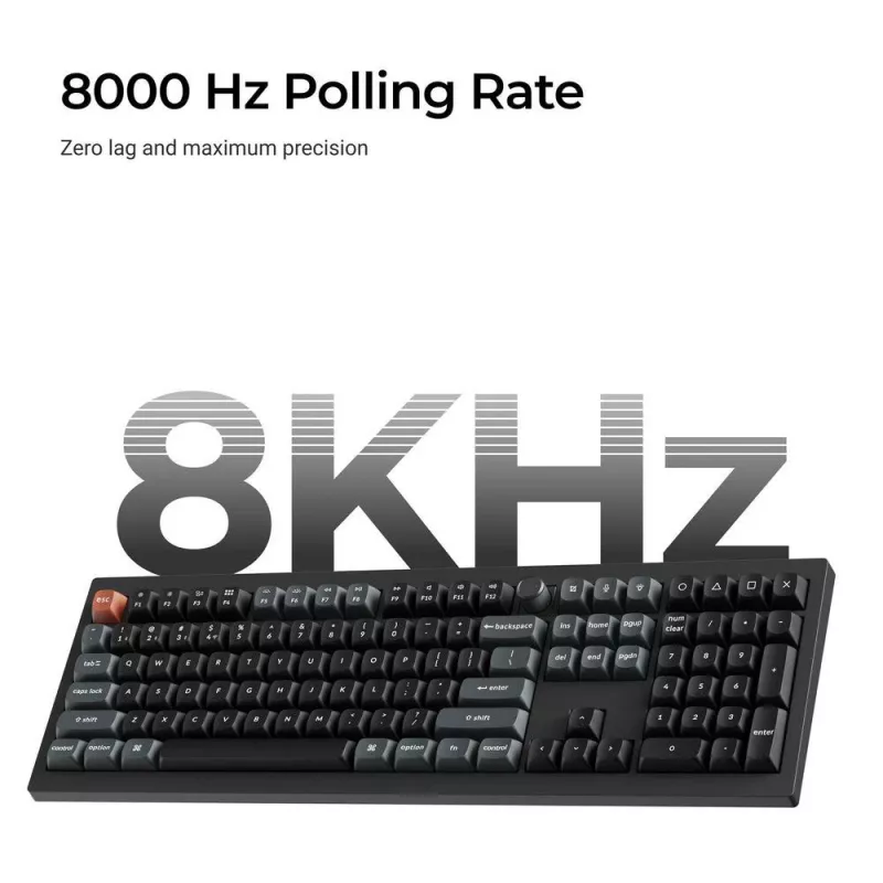 Mehāniskā pilnizmēra tastatūra Keychron V6 Ultra 8K — QWERTY, Bluetooth, RGB, melna