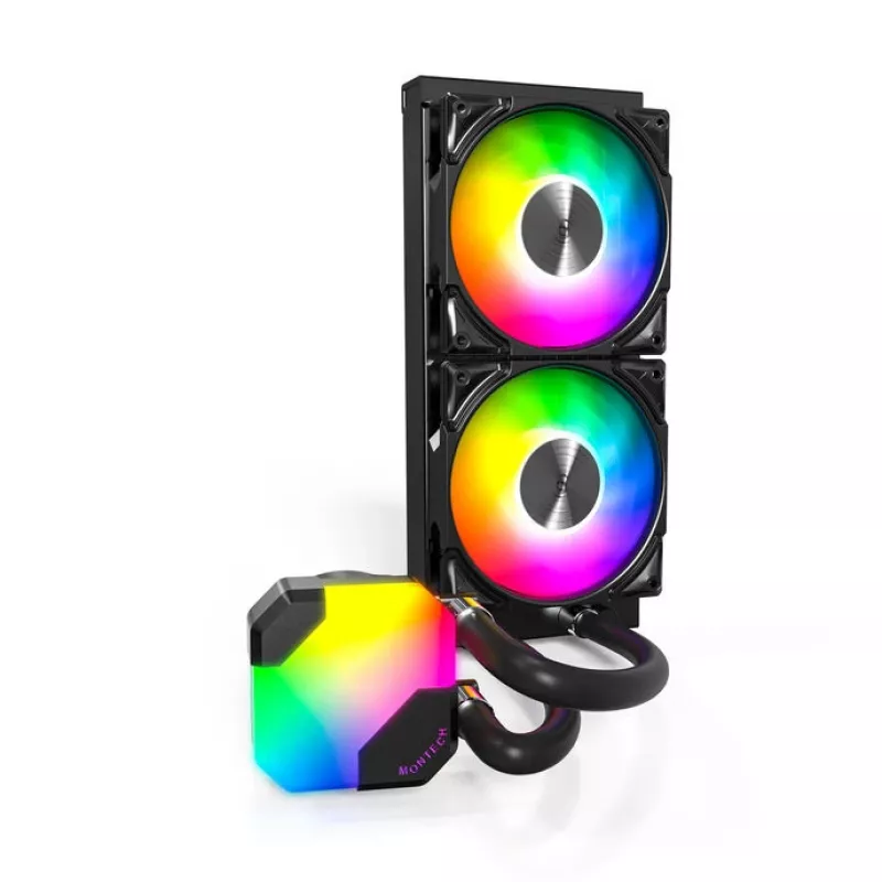 Viss vienā šķidruma CPU dzesētājs Montech Hyper Flow ARGB 240 mm, melns