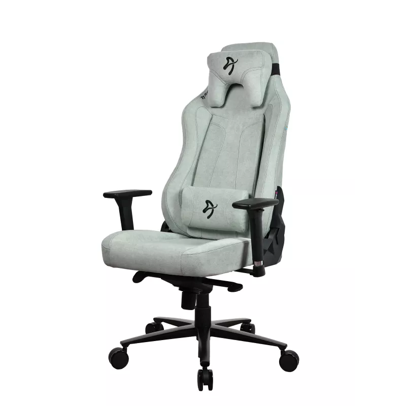 Spēļu krēsls Arozzi Vernazza SoftFabric Pearl zaļa — ergonomisks spēļu sēdeklis, mīksts audums