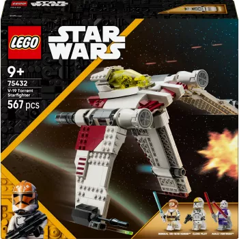 LEGO Star Wars V-19 Torrent Fighter 75432 konstruktors — 567 gab., 3 minifigūras, izstādes un rotaļu modelis