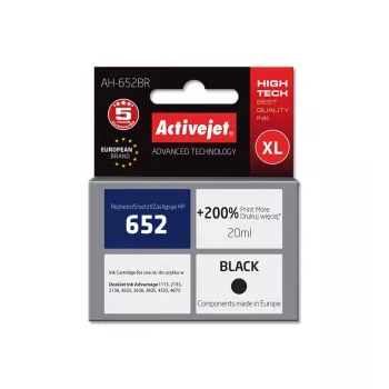 ActiveJet AH-652BR tintes kārtridžs, saderīgs ar HP, melns pigmenta tintes kārtridžs, 20 ml, liela (XL) ietilpība