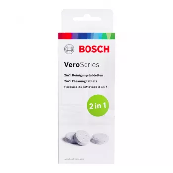 Tīrīšanas tablete Bosch TCZ8001A — balta, 10 gab. iepakojumā, tīrīšanas tablete sadzīves tehnikai