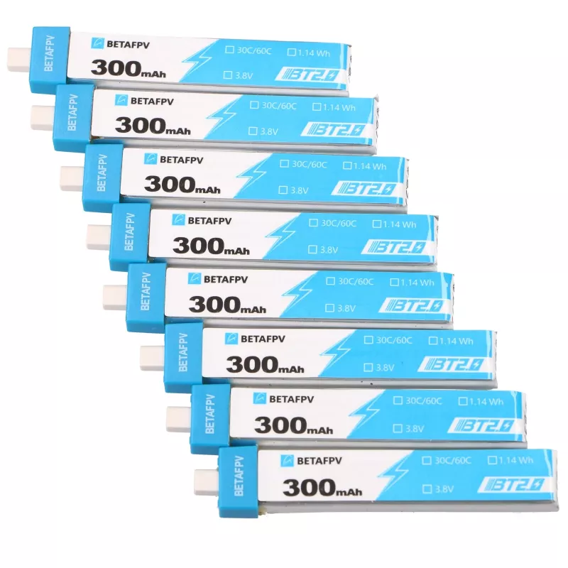 BetaFPV BT2.0 1S Drone Battery Set 300mAh 8-pack, 3.8V