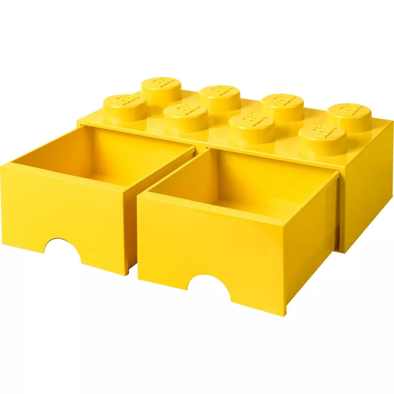 LEGO Drawer Brick 8 — dzeltens (modelis 40061732) uzglabāšanas atvilktne klucīšiem un mazām detaļām