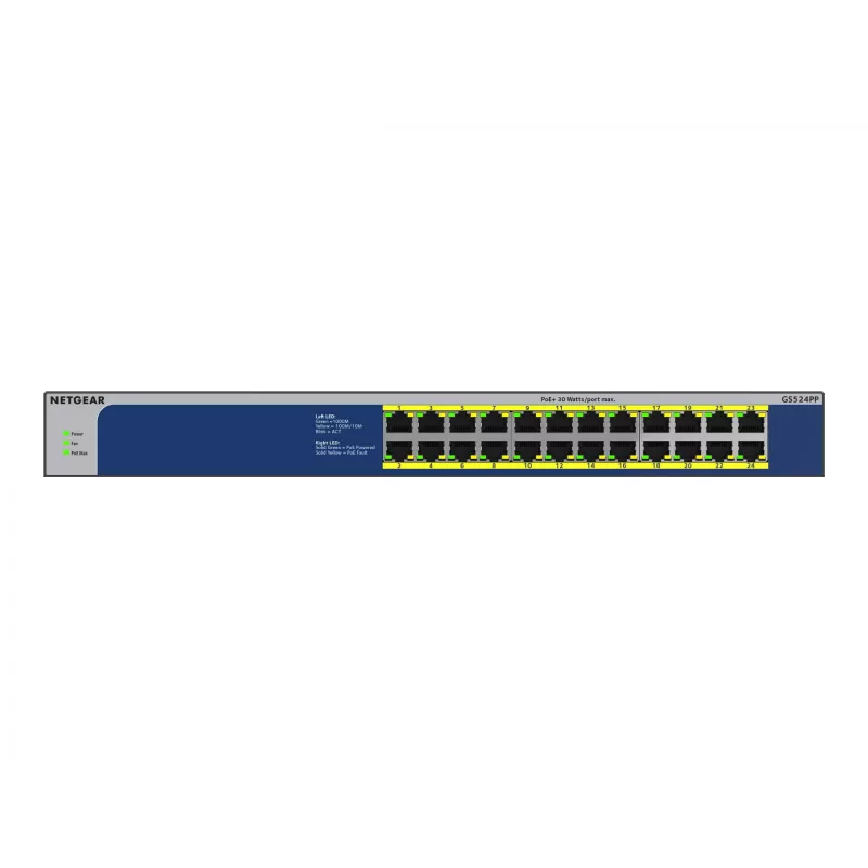 NETGEAR GS524PP nevadāms Gigabit Ethernet (10/100/1000) Power over Ethernet (PoE) pelēks